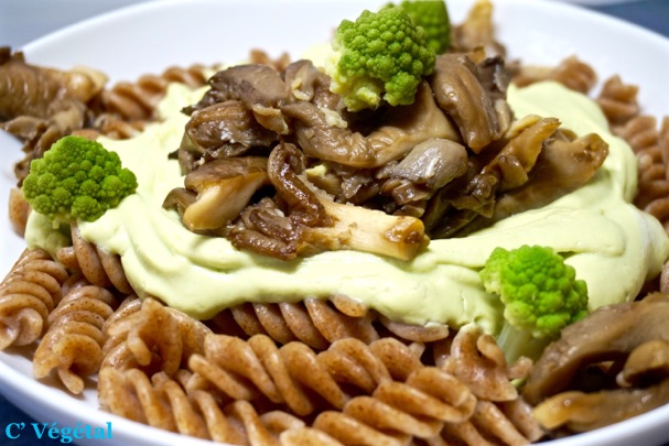 Fusilli à l’épeautre à la crème de chou romanesco et aux pleurotes 2