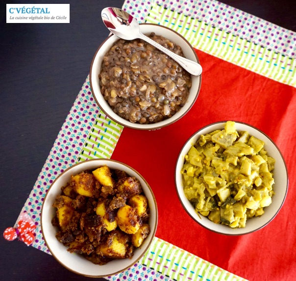 Trio de légumes façon indienne : Indian-style vegetable dish trio - C'Végétal