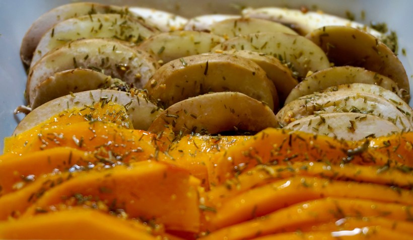 Le sandwich champignons-potimarron-cheddar comme chez Cojean - Les légumes avant cuisson